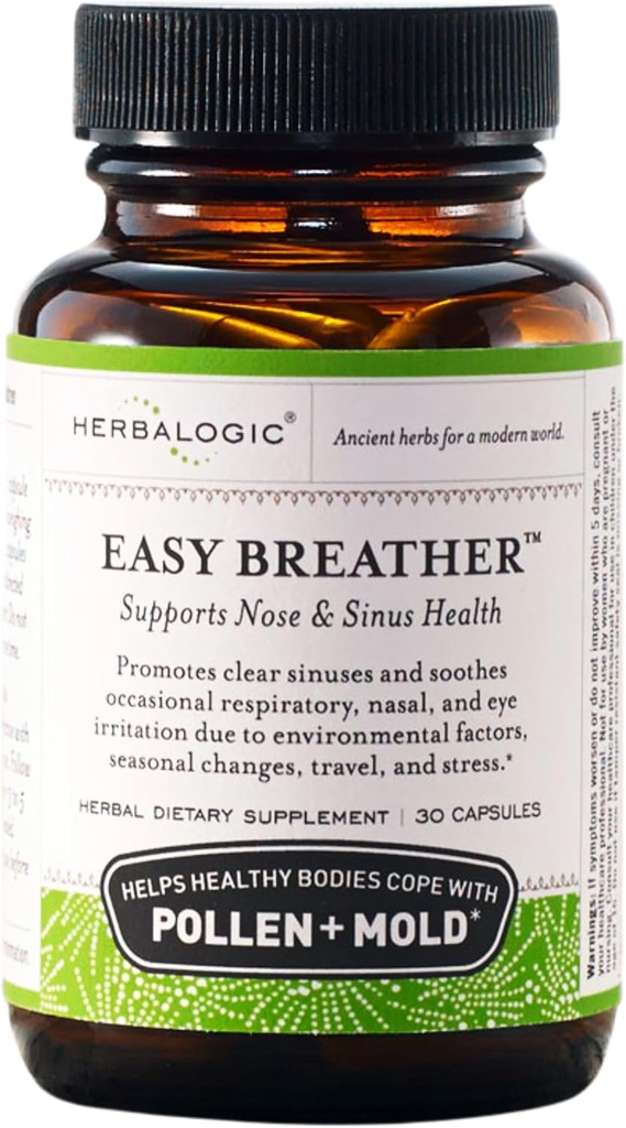 Herbalogic - Easy Breather Herb Capsules - Ondersteunt Neus & Sinus Health - Helpt gezonde lichamen Cope met pollen & Mold - Gebaseerd op de traditionele Chinese Formule Yu Ping Fang San - 30 Cap Count