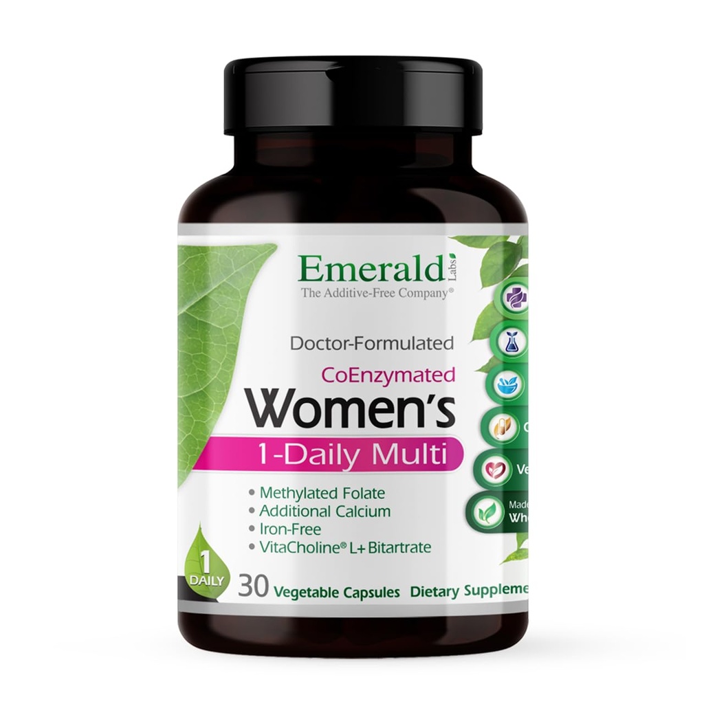 EMERALD LABS Women's 1-Daily Multi - Multivitamine for Women - Includes Calcium, Zink, Vitamine B & More - Bone & Immune Support Supplement* - Glutenvrije - 30 plantaardige capsules