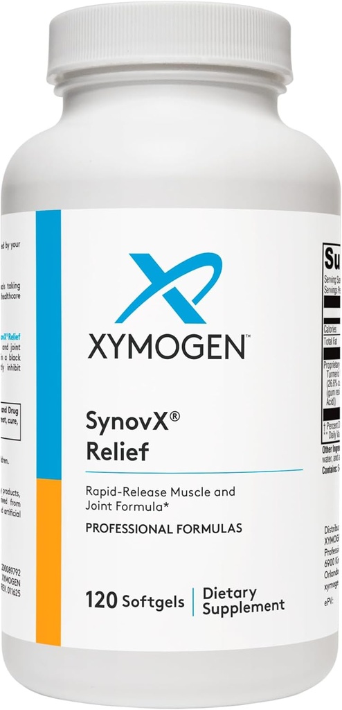 XYMOGEN SynovX Relief - Joint Support Supplement with Boswellia Serrata Extract + Turmeric - Muscle and Joint Relief Supplements - Vegan, Glutenvrij en niet GGO (120 Softgels)