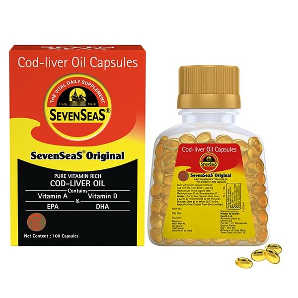 Seacod Cod-lever Olie Capsules ,Omega-3 Vetzuur, Vitamine A, Vitamine D 100 Capsules