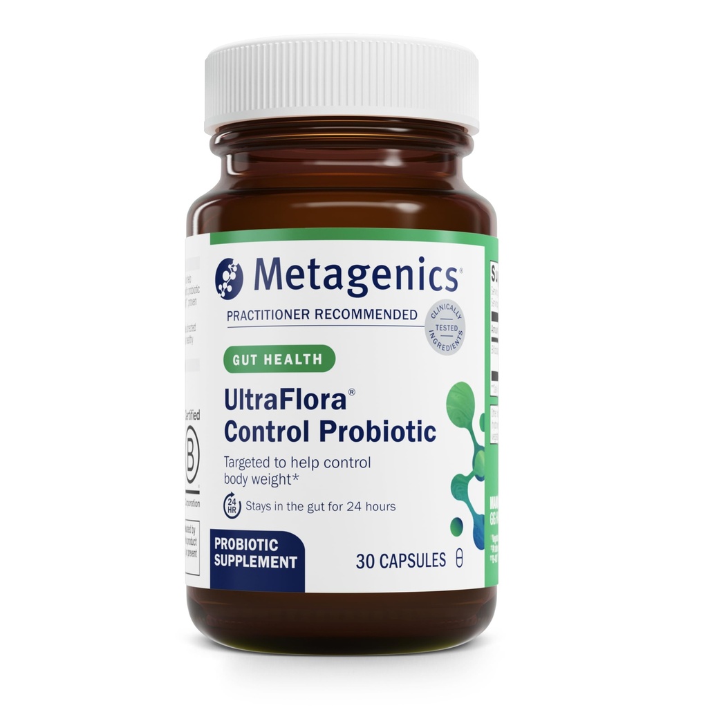Metagenics UltraFlora Control Probiotic Supplement - Shelf-Stable Formule met Prebiotica - Ondersteunt gezonde Gut Microbiome, Weight Regulation & Bloating Relief* - 30 Servings