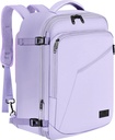 Matein Carry on Backpack for Women, 40L Heavy Duty Travel Backpack Airplane goedgekeurd, Uitbreidbaar Simple Fashion Daypack, Frequent Traveler Gifts, Licht Paars