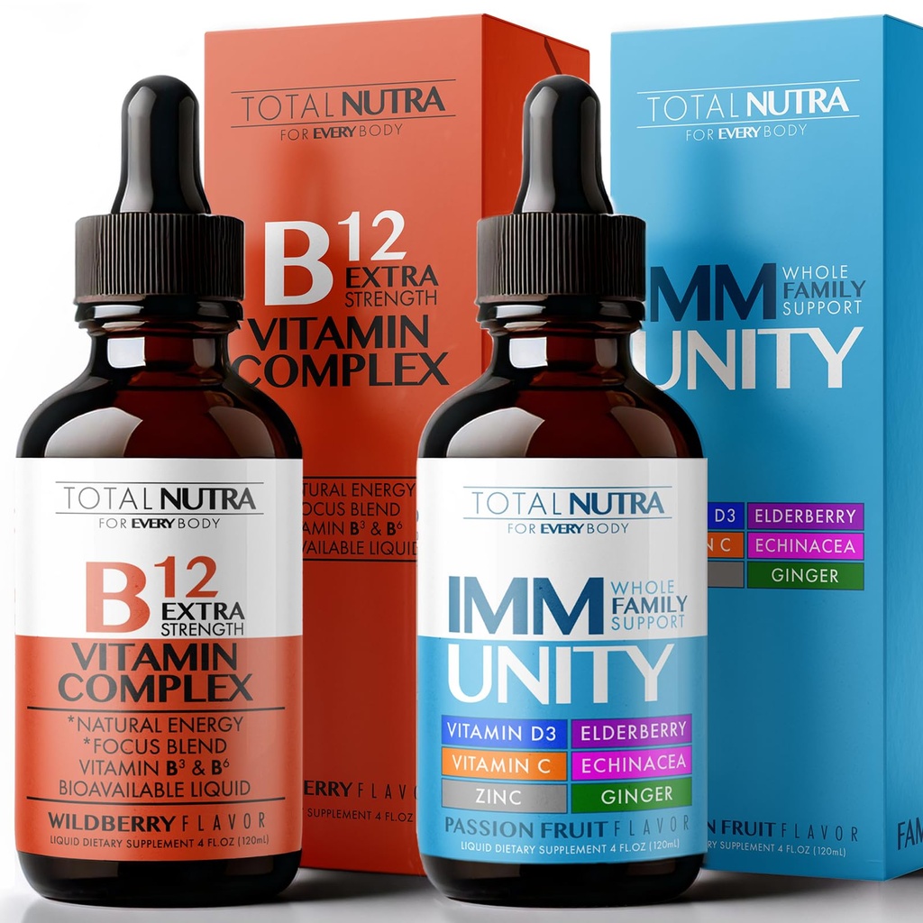 Extra sterkte B vitamine druppels en 6-in-1 vloeibare multivitamine supplement 