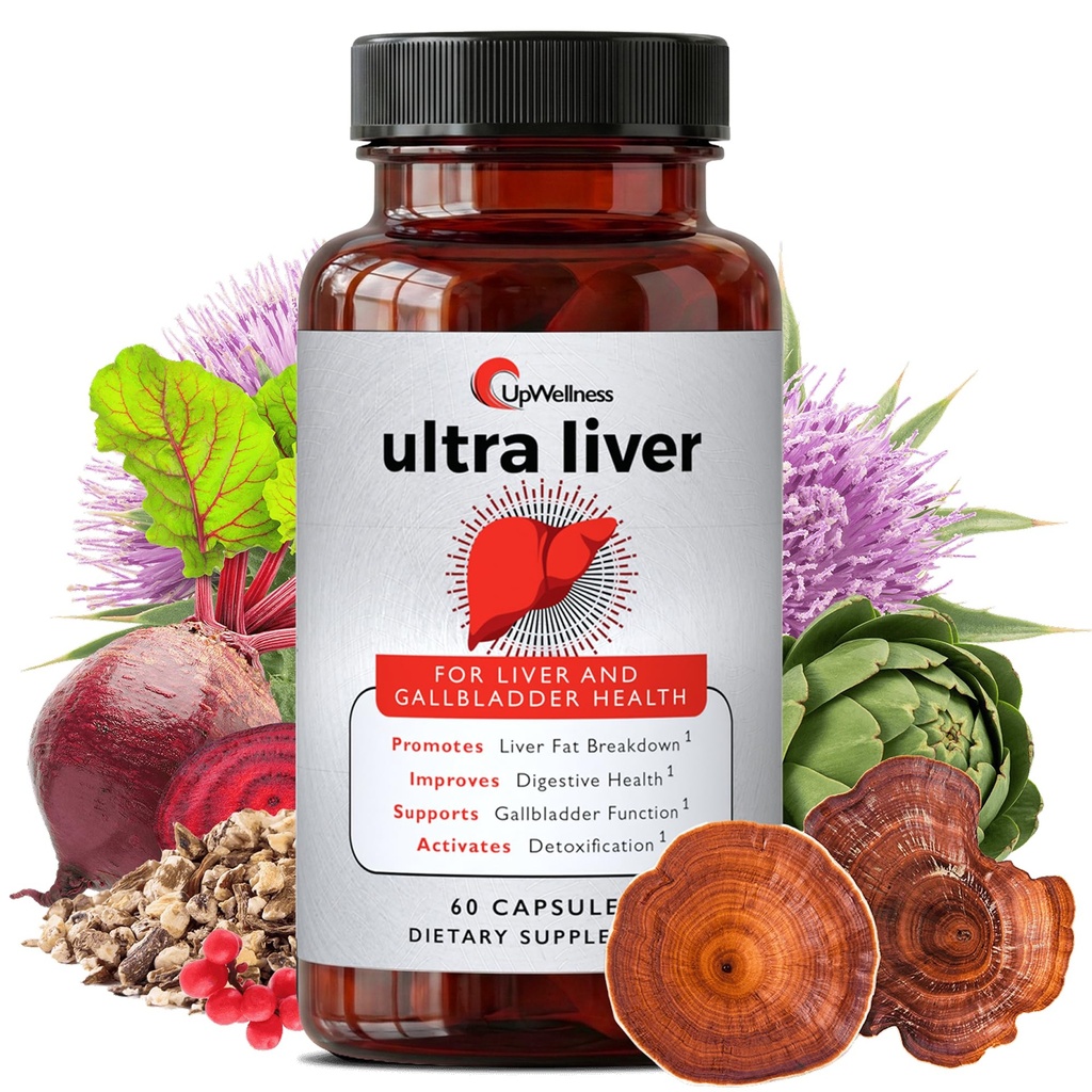 UpWellness Ultra leversupplement voor leverondersteuning en galblaasondersteuning - Aangedreven door TMG, NAC Milk Thistle, en nog veel meer - Leverreiniging Detox & Repair - 60 capsules