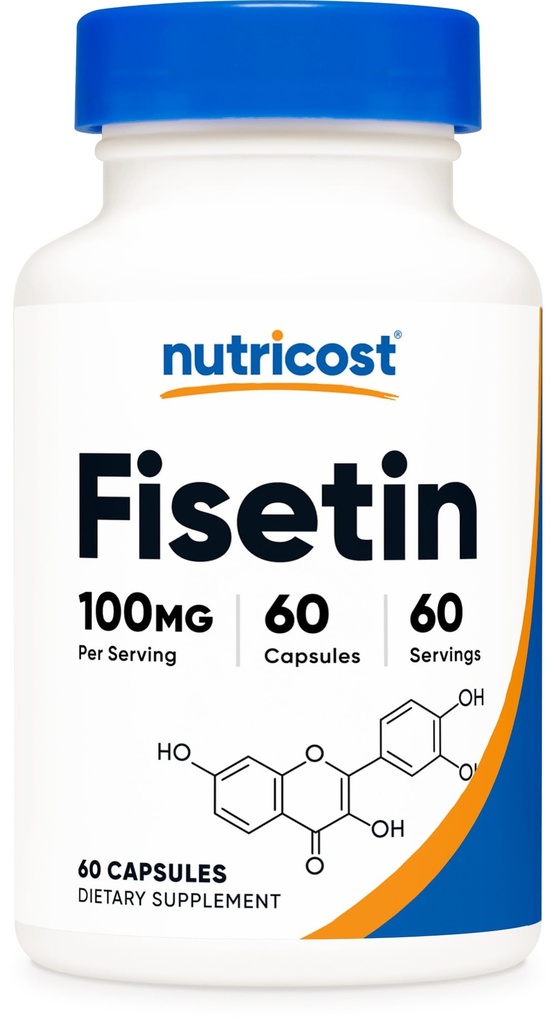 Nutricost Fisetin Capsules 100mg, 60 Capsules - Natural Polyfenol Antioxidant - Non-GMO, Glutenvrij en Veganistisch Friendly Supplement