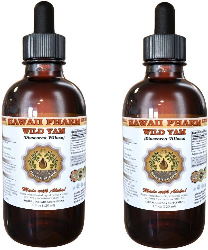 Wild Yam Liquid Extract, Wild Yam (Dioscorea Villosa) Tinctuur, Kruidensupplement, Hawaii Pharm, Made in USA, 2x2 fl.oz