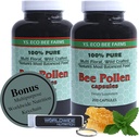 Y.S. Eco Bee Farms 100% Pure, Wild Crafted Bee Pollen Capsules - Biologische Bijenpollen Vitamine Supplementen Aminozuren, Biologische Proteïne, Vitamine C, Vitamine B12 Glutenvrij 2 pk van 200ct w Bonus Key Chain