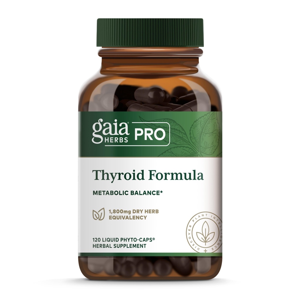Gaia Herbs Pro Thyroid Formula - Ondersteunt cardiovasculaire en metabolische gezondheid - met Ashwagandha Root, Schisandra Berry, Kelp & Bruin Zeewier - Vegan & Gluten-Free - 120 Liquid Phyto-Caps (60 Servers)
