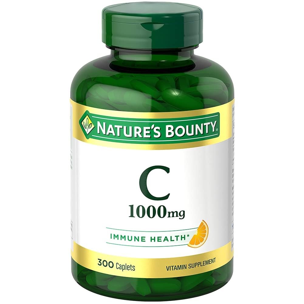 Nature's Bounty Vitamine C 1000mg, Ondersteunt Immune en Antioxidant Health, Vitamine C Supplement, 1 Per dag, 300 Vegetarische Caplets