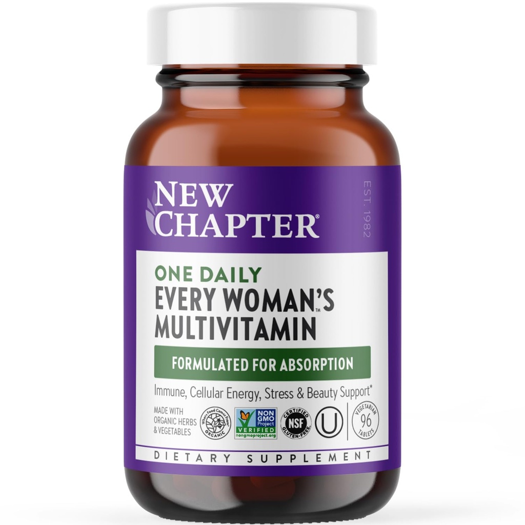Nouveau chapitre Multivitamine féminine pour l'Immune, Beauté + Soutien énergétique avec 20 nutriments+ -- Chaque jour de femme, doux sur l'estomac, 96 comte