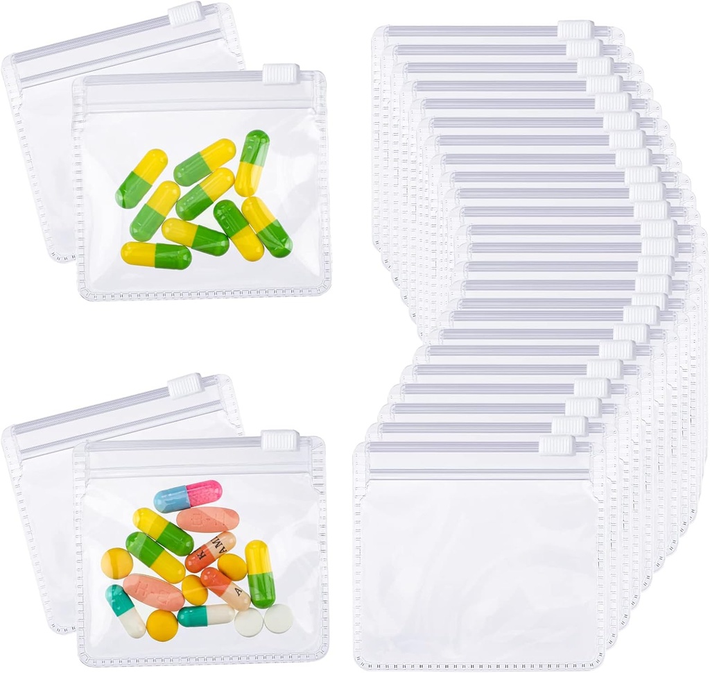 Nuanchu 48 Pieces pil zakken zakken Set Herbruikbare rits pil Baggies Clear Plastic Self Sealing Travel Medicine Organizer Opslag met schuif slot voor de geneeskunde en kleine items