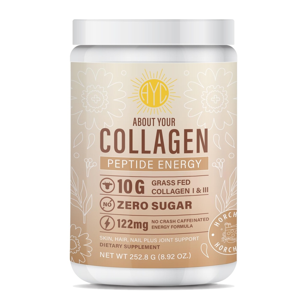 Peptide Energy Collageen Powder Hair, Nail, Skin, Type I & III, Caffeine for Energy, Vitamine C, Biotin, Hyaluronic Acid, Zero Sugar 