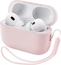 ORNARTO Compatibel met AirPods Pro 2 Case 2022, Volledig Beschermende Hybride Siliconen voor AirPods Pro 2nd Generation Case, Front LED Zichtbare Huid Cover-Roze