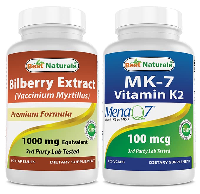 Best Naturals Bilberry Extract 1000mg & MK-7 Vitamine K2 100 mcg