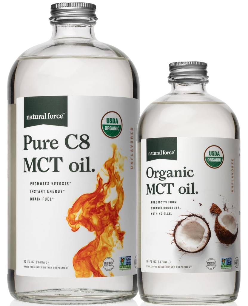 Natural Force Biologische Pure C8 + Biologische Volledige Spectrum MCT Olie 