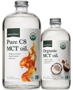 Force naturelle Bio pure C8 + Bio pleine spectre MCT Huile – USDA Organic, non OGM, 100% pur noix de coco MCT – Keto, Paléo, Vegan et Kosher – 32 Oz et 16 Oz bouteilles en verre