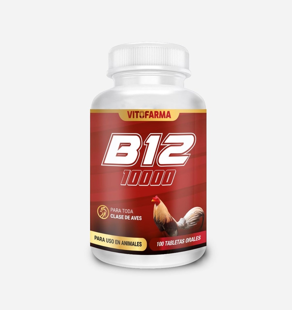 B-12 10000 pour Roosters, Poulets, Vitamines de volaille Produit naturel - 100 comprimés comme soutien sanitaire pour Roosters