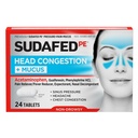 Sudafed PE hoofdcongestie + slijm Relief Tablets for Sinus Pressure, Congestie, & Heather, Non-Drowsy Decongestant with Acetaminophen, Guaifenesin & Phenylefrine HCI, 24 ct