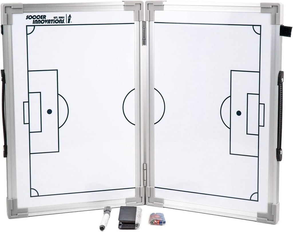 Voetbal Innovaties Scharnierende Magnetische Tactische Coaching Board, Extreem Portable Dry Wis White Board voor Voetbal Coaches van alle niveaus om Tactische Analyse uit te voeren.