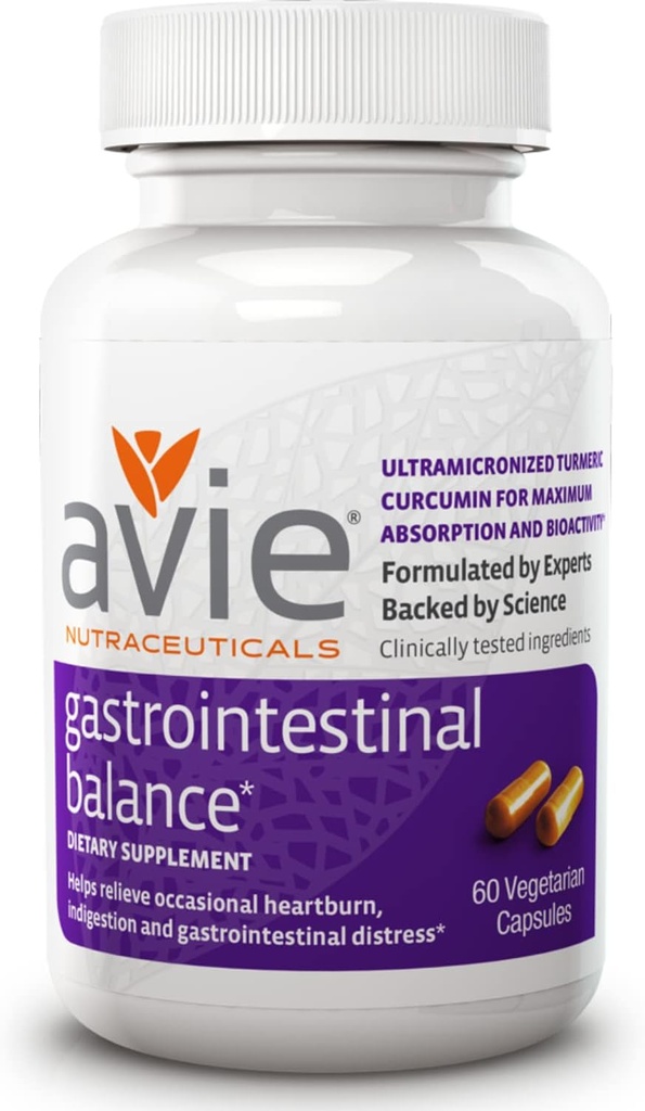 Avie NUTRACEUTICALS Gastro-intestinale balans Curcumine Supplement (60 capsules) 