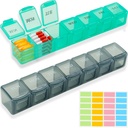 Grote Wekelijkse Pillen Organisator 7 Dag, 2 Pack Reizen Dagelijkse Pillen Box Container met Label, BPA-Free Vitamine Dispenser XL Pill Cases Organisators, AM PM Medicine Holder voor Visolie Supplementen
