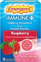 Emergen-C Immune+ Vitamine C 1000mg Poeder, Plus Vitamine D En Zink (Raspberry Flavor), Immune Support Dieetsupplement Fizzy Drink Mix, Antioxidanten & Elektrolyten, 0,32 Ounce (Pack van 10)