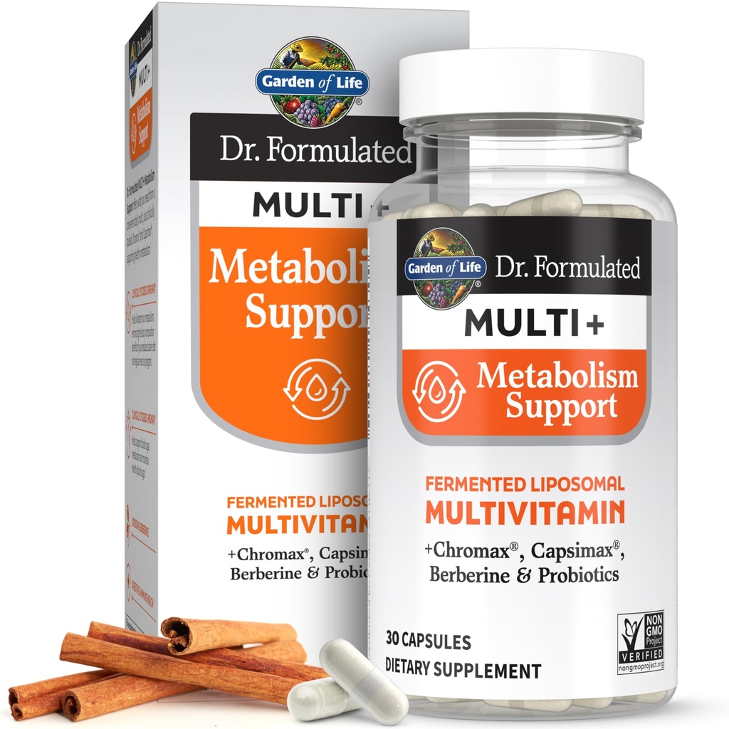 Garden of Life Dr. Formulated Multi+ Metabolisme Support - Gefermenteerde Liposomale Multivitamine + Chromax, Capsimax, Berberine & Probiotica - 30 capsules
