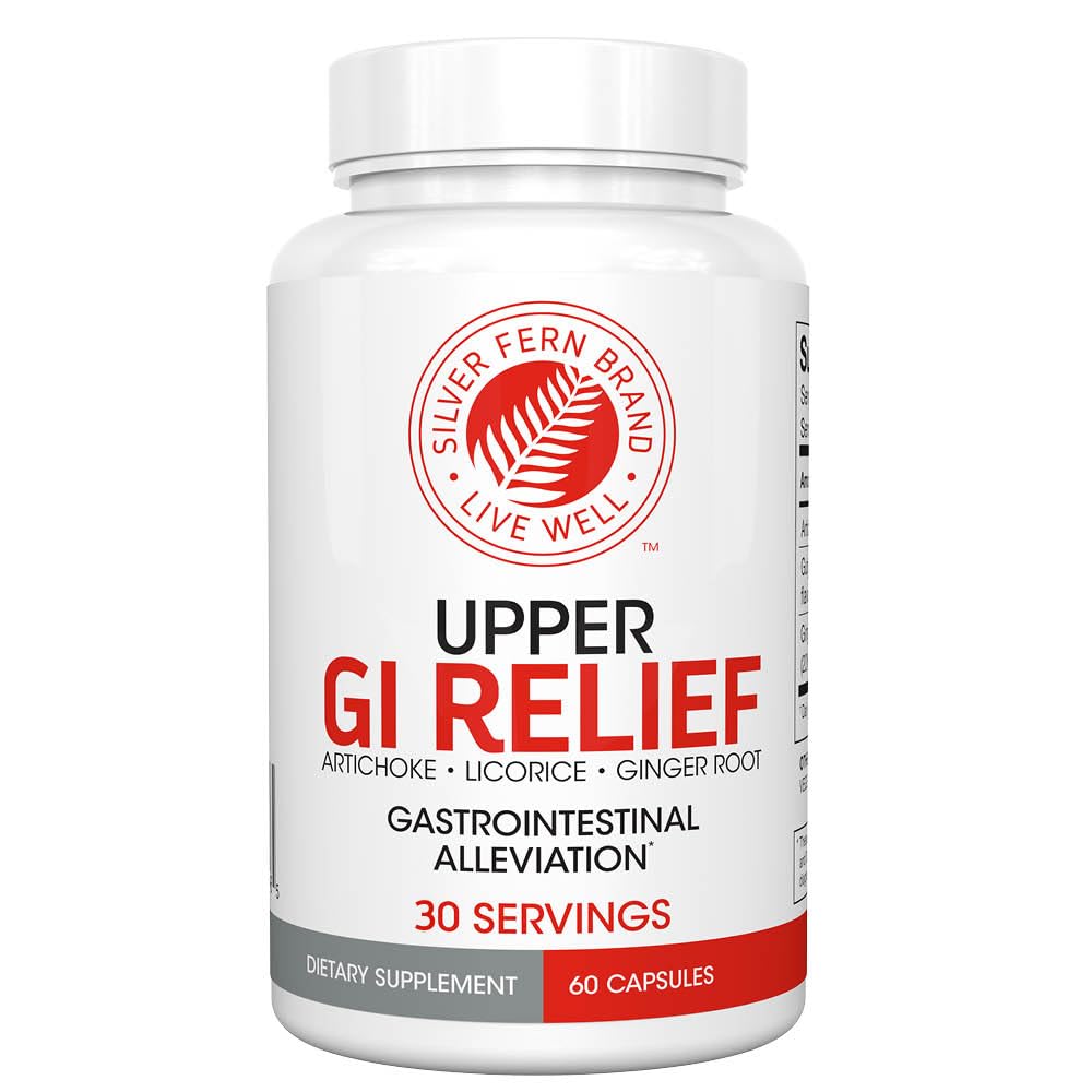 Silver Fern GI Relief - Natural Herbal Supplement - Alle natuurlijke met Artichoke Leaf Extract, Gemberwortel Extract, en GutGuard Licorice Flavonoïden (1 fles - 60 capsules - 30 dagen levering)