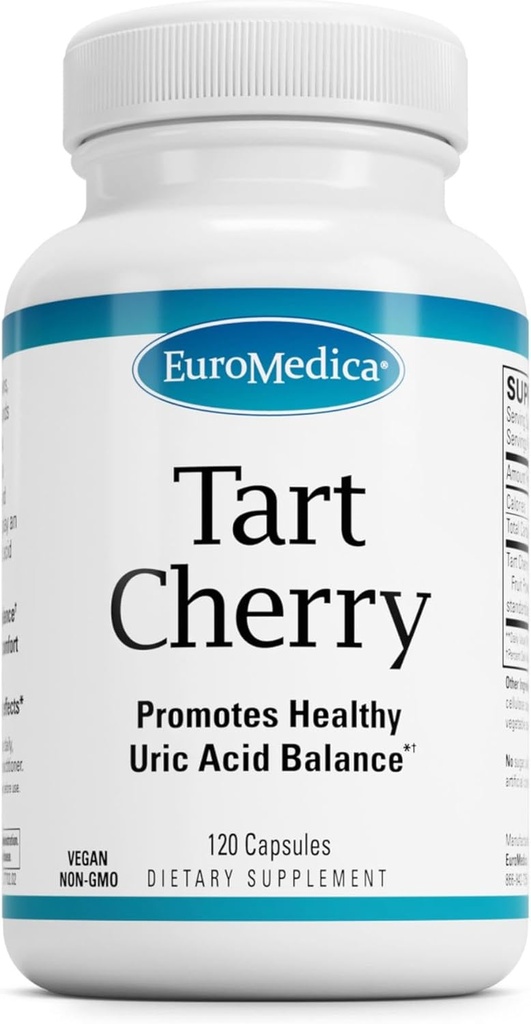 EuroMedica Tart Cherry - Antioxidant supplement ter ondersteuning van gezonde Uric Acid Balance & Joint Health - Vegan Nutritional Supplement - Dieetsupplement voor hulp herstel na oefening - 120 capsules