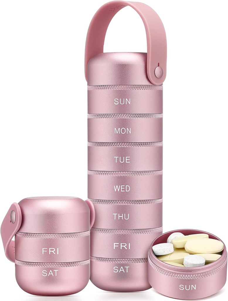 Zannaki metaal wekelijks pil Organisator, grote reis pil doos 7 dagen, waterdichte dagelijkse pil geval met siliconen handvat, aluminium Legering Portable pil houder voor vitamine, geneeskunde, supplement, pillen