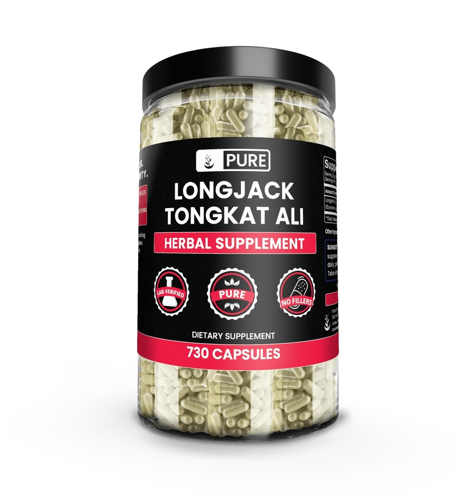 Pure originele ingrediënten Longjack (Tongkat Ali) (730 Capsules) Geen Magnesium of Rijst Fillers, altijd zuiver, Lab geverifieerd