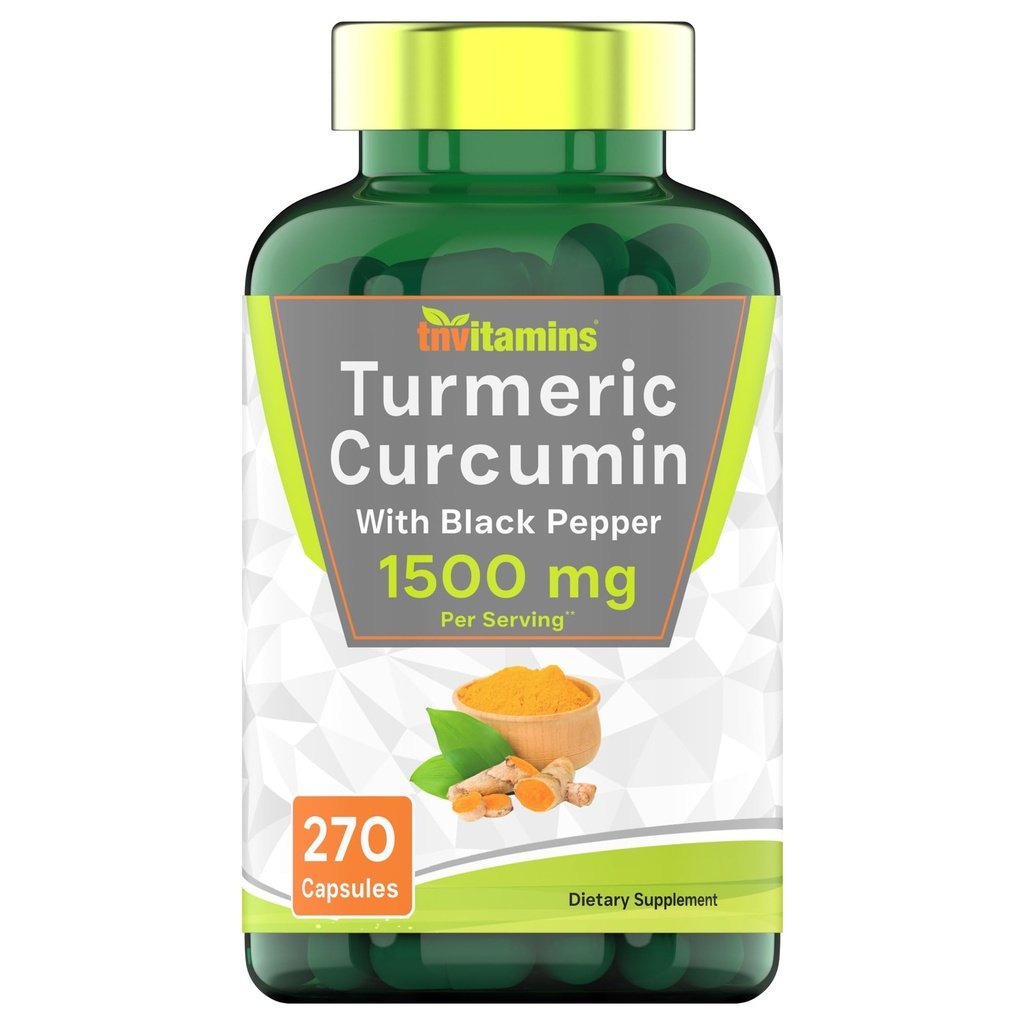 tnvitamines Kurkuma Curcumine Capsules met zwarte peper 