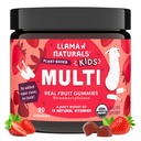 Llama Naturals Kids Multivitamine Gummies, Veganistisch, Organisch met vitamine D, C & K, Peuter Real Fruit Gummy Vitaminen, Kauwbare Supplement, Whole Food Multivitamine, Geen toegevoegde suiker Cane, Aardbei, 90 Ct