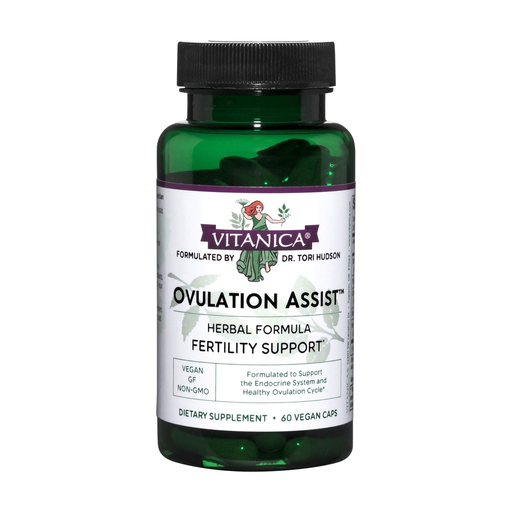 Vitanica Ovulation Assist - Ovarian Health & Adrenal Support with Rhodiola Rosea, Holy Basil, Tribulus Terrestris & Chaste Tree - Herbal Dietary Supplement - Consumer Line - 60 Vegan Caps