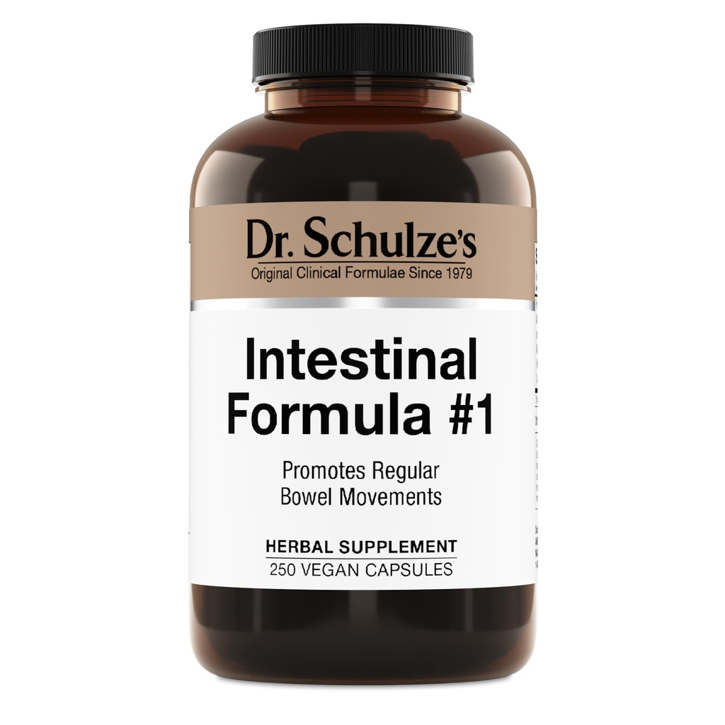 Formule intestinale no 1 du Dr Schulze - Supplément du mouvement Bowel pour le soutien à la santé des colonies - Aide à l'éblouissement et à la constipation - Nettoyage intestinal - Tout naturel - Végétalien - 250 Nombre