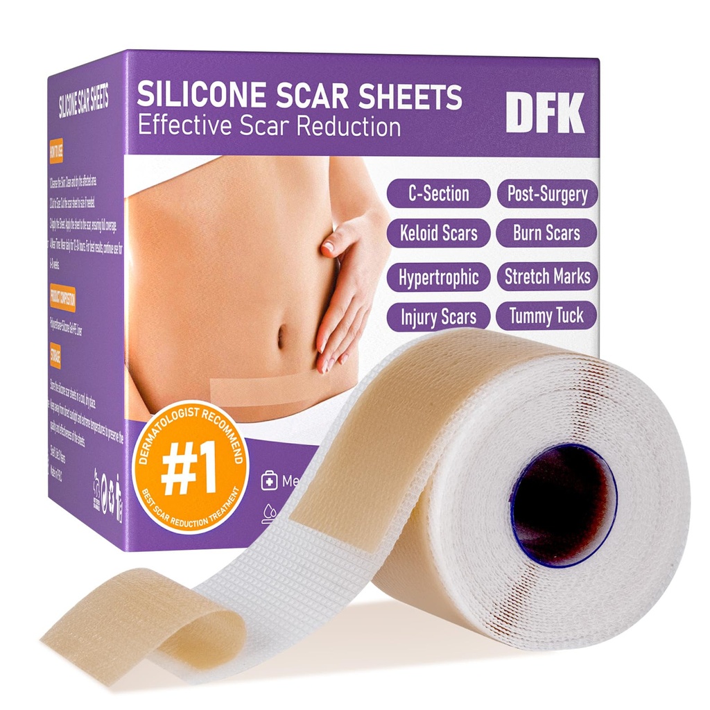 Siliconen Scar Sheets, Siliconen Scar Tape(1.6"x 79" Roll-2M), Herbruikbare Professionele Scar Siliconen Strips, Zachte Siliconen Scar Sheets voor Chirurgische Scars, Keloid,Acne Scars, Burn Scar,C-Sectie