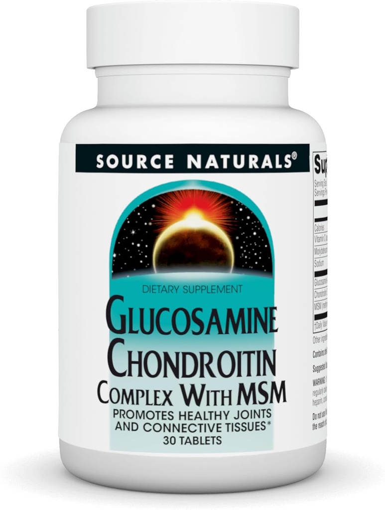 Source Naturals Glucosamine Chondroitin Complex with MSM, Promotes Healthy Joints and Connective Tissues* - 30 Tablets
