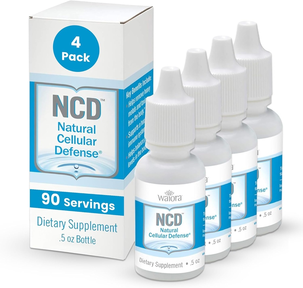 Waiora Natural Cellular Defense (NCD) Liquid Zeolite Drops, Clinoptilolite for Men & Women - Supplement for Immune, Healthy Gut Support, Cleanse, pH Balance (0,5oz Fles, 4 Ct 360 serv)