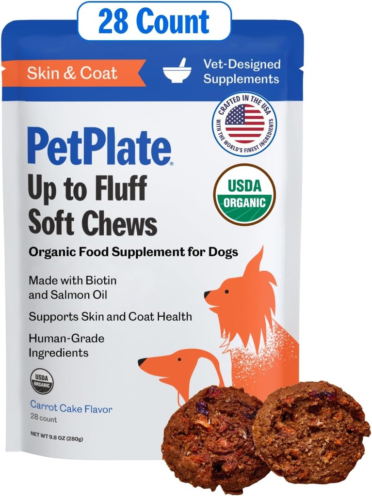 PetPlate jusqu'à rinçage doux pour chiens, soutien de la peau et du manteau, supplément biologique de l'USDA, sans grains, grade humaine, comprend huile de saumon et biotine, aliments pour animaux (paquet de 1, 9,8 once)