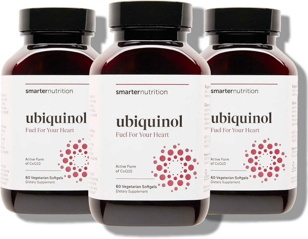 SMARTERNUTRITION Ubichinol 100mg + Natural Plant Based Complete Omega 3 6 9 - Klinisch bestudeerde Ahiflower® Oil - Ultra Absorptie CoQ10 voor Hartondersteuning - Non-GMO - 180 Softgels[90-Day Supply]