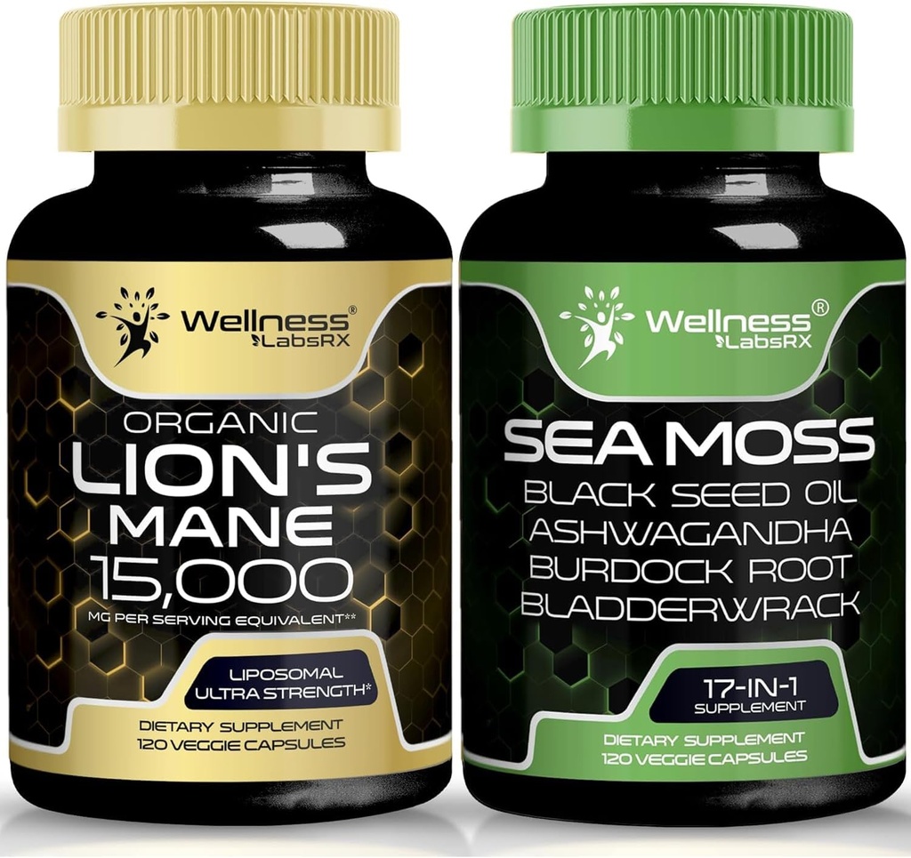 WELNESS LABSRX Irish Sea Capsules - Lions Mane Supplement Capsules 15.000mg