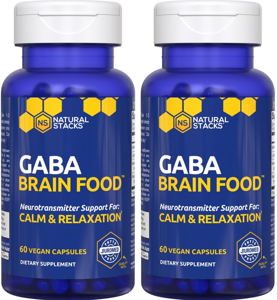 GABA Brain Food - GABA Supplement met L-Citrulline en druivenzaadextract - Ondersteunt kalmte en ontspanning - Nachtslaaphulp - Ondersteunt de productie van Gamma Aminoboterzuur - 120 L-Citrulline Capsules