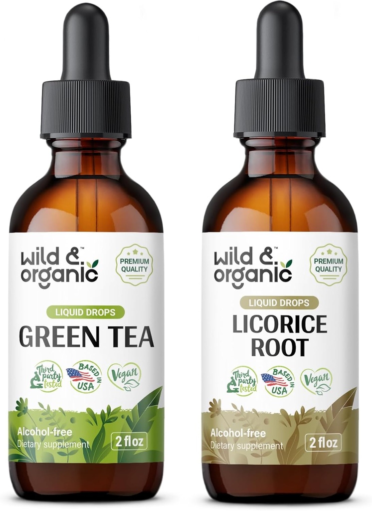 Wild & Organic Green Tea Tinctuur 2 fl oz & Licorice Tinctuur 2 fl oz