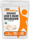 BulkSupplements.com Biologische Leeuwen Mane Paddestoelenpoeder - Leeuwen Mane Poeder, Paddestoelensupplement - Veganistisch & Glutenvrij, 1g per portie, 100g (3.5 oz) (pakket van 1)