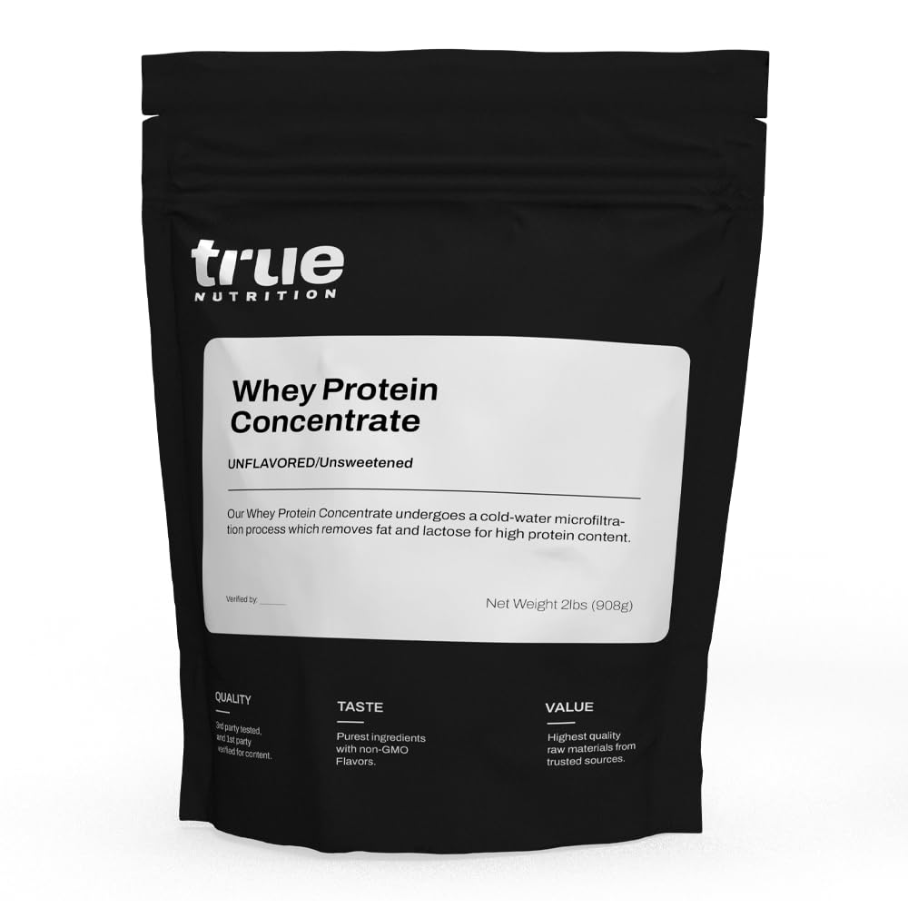 True Nutrition - Wei Proteïne Concentraat - 100% Wei Proteïne Poeder - Fast Acting Low Carb Proteïne Poeder met Essentiële Aminozuren - Hoog in Leucine (2 lb, Unflavored)