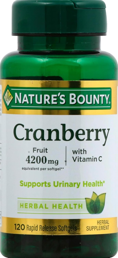 Nature's Bounty Cranberry Fruit 4200mg Plus Vitamine C, 120 Softgels(verpakking van 1)