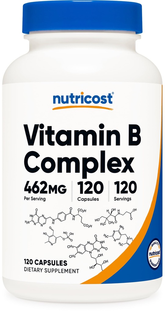 Nutricost High Potency Vitamine B Complex 462mg, 120 Capsules - met vitamine C - Energy Complex