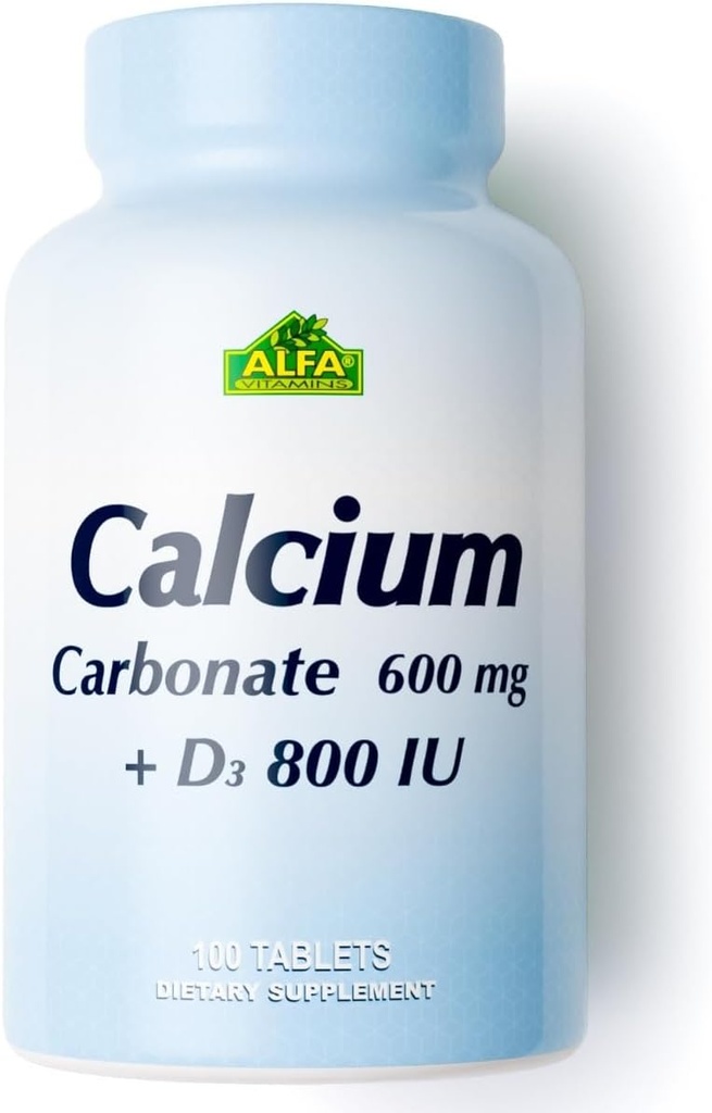 Calcium 600mg + D3 Dieetsupplement door ALFA Vitaminen - Promoot gezonde botten - gezonde tanden - gezond hart - gezond zenuwstelsel - 100 tabletten