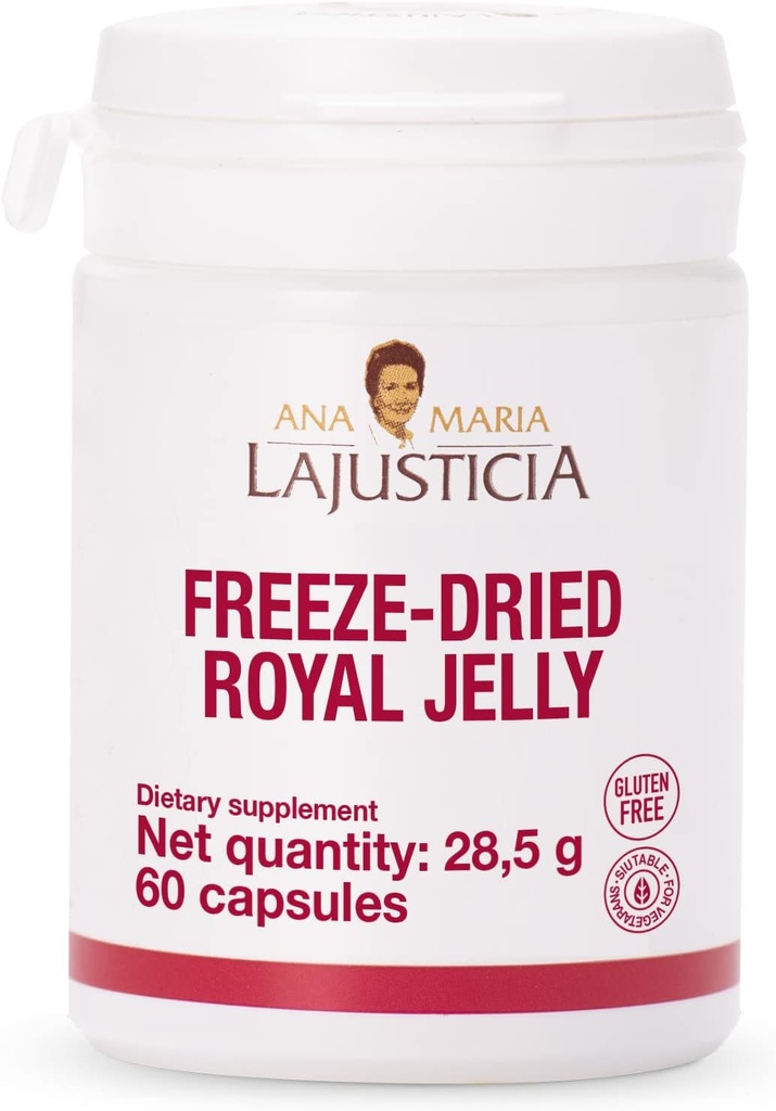 Ana Maria Lajusticia - Gelée de gelée royale séchée - 60 jours de traitement - Riche en vitamine B, fer, phosphore et calcium - Lait et sans gluten.