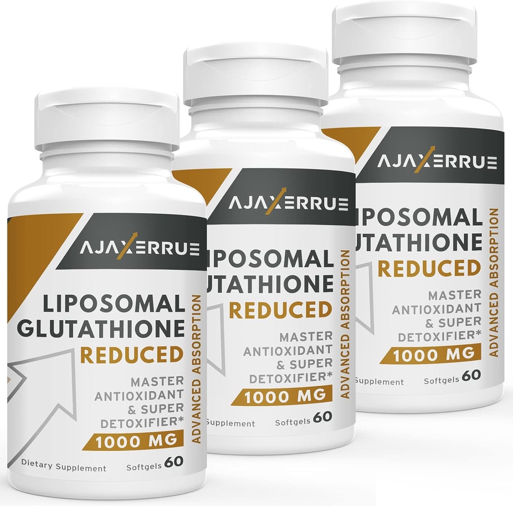 1400 mg liposomaal glutathion, superior Absorptiecomplex Verminderd Glutathionsupplement met vitamine C, hyaluronzuur, hoofdantioxidant voor leverdetox, hersenen, huid